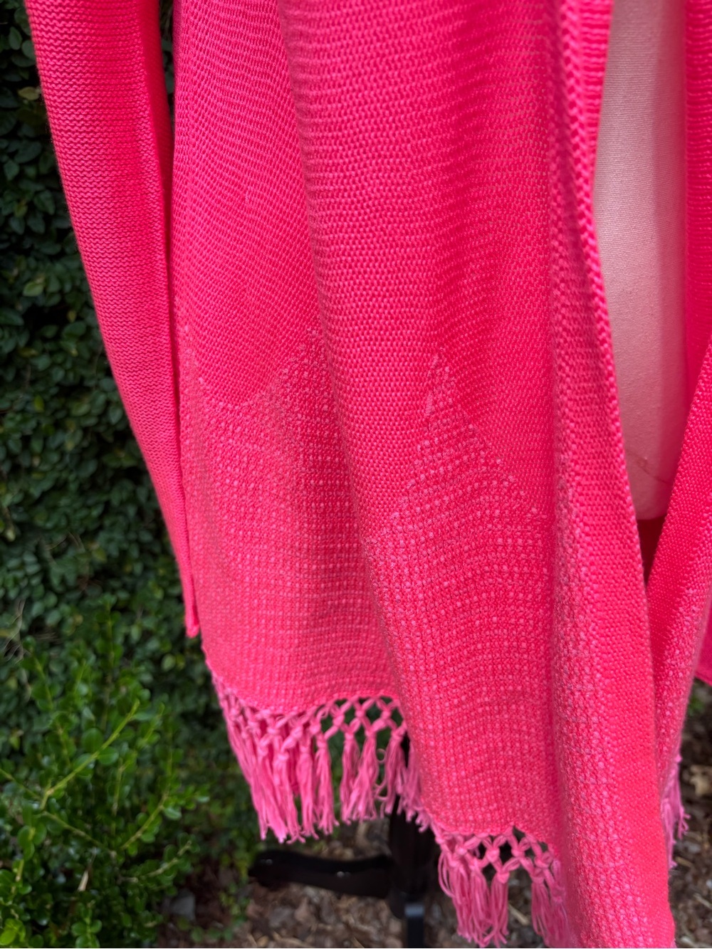 Lilly Pulitzer Size L Noble Fringe Cardigan Laying Piece Hot Pink - Picture 6 of 8